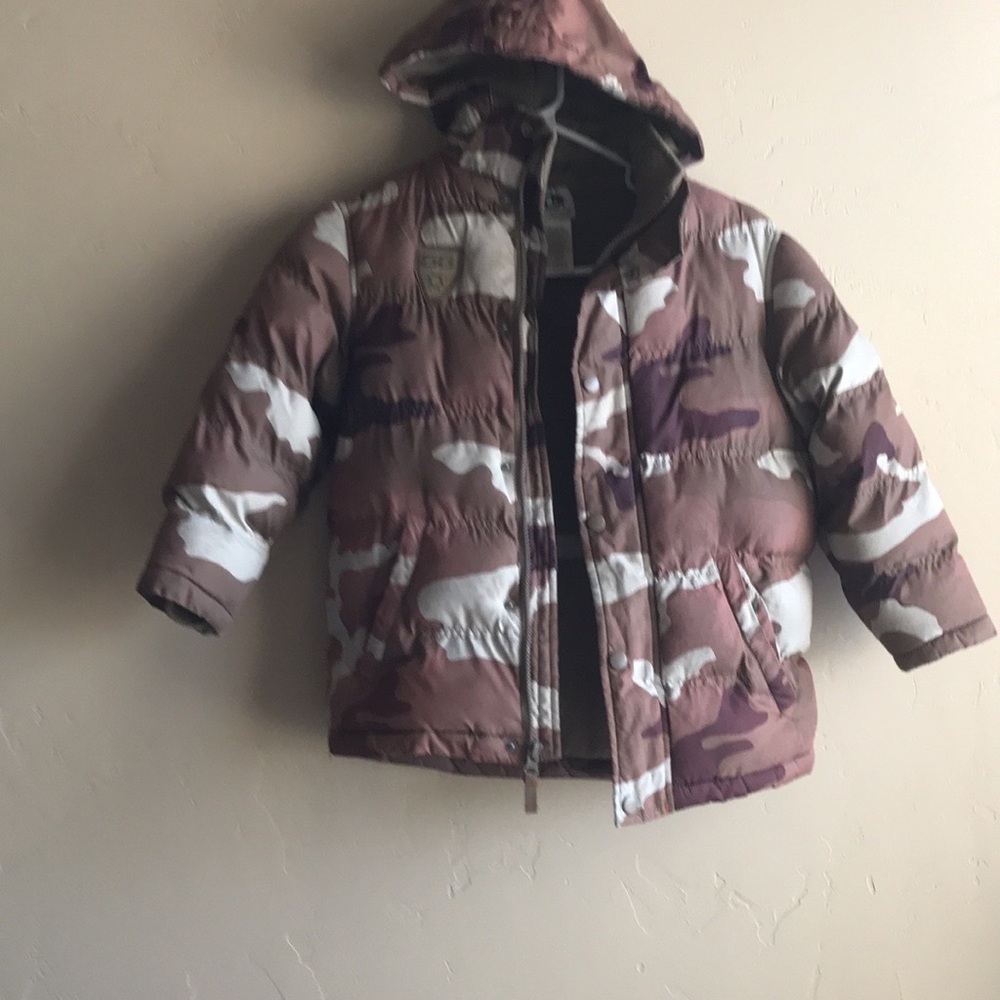 Athletic Works Brown and White Camo Puffer Jacket with Hood